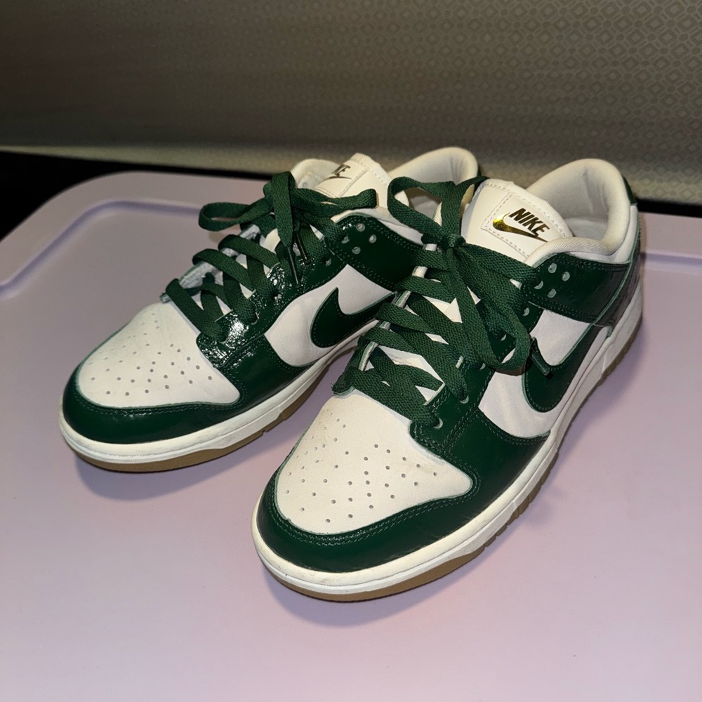 Nike Forest Green and White Low-Top Sneakers